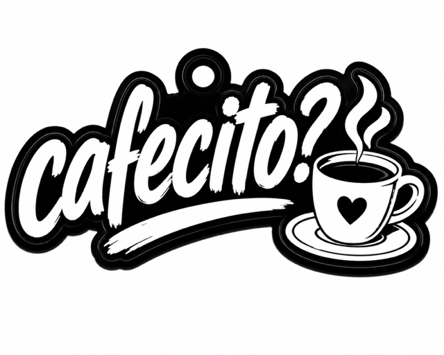 Cafecito keychain with coffee cup